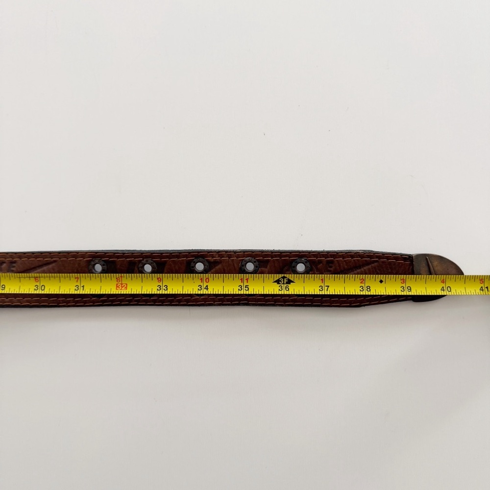 Vintage Nike Brown Leather Logo Belt - Picture 8 of 9
